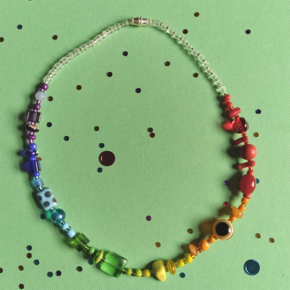 Handmade Rainbow Beaded Necklace